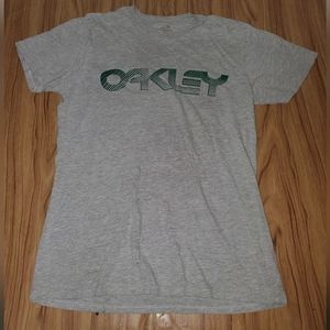 OAKLEY T-Shirt  Spellout Logo Gray Size Small